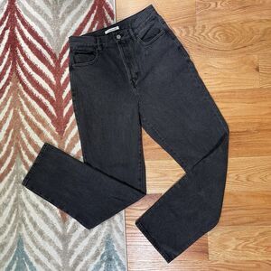 Pacsun Dad Jean Women Sz 27 Black Denim Pants Straight Leg Button Fly Distressed